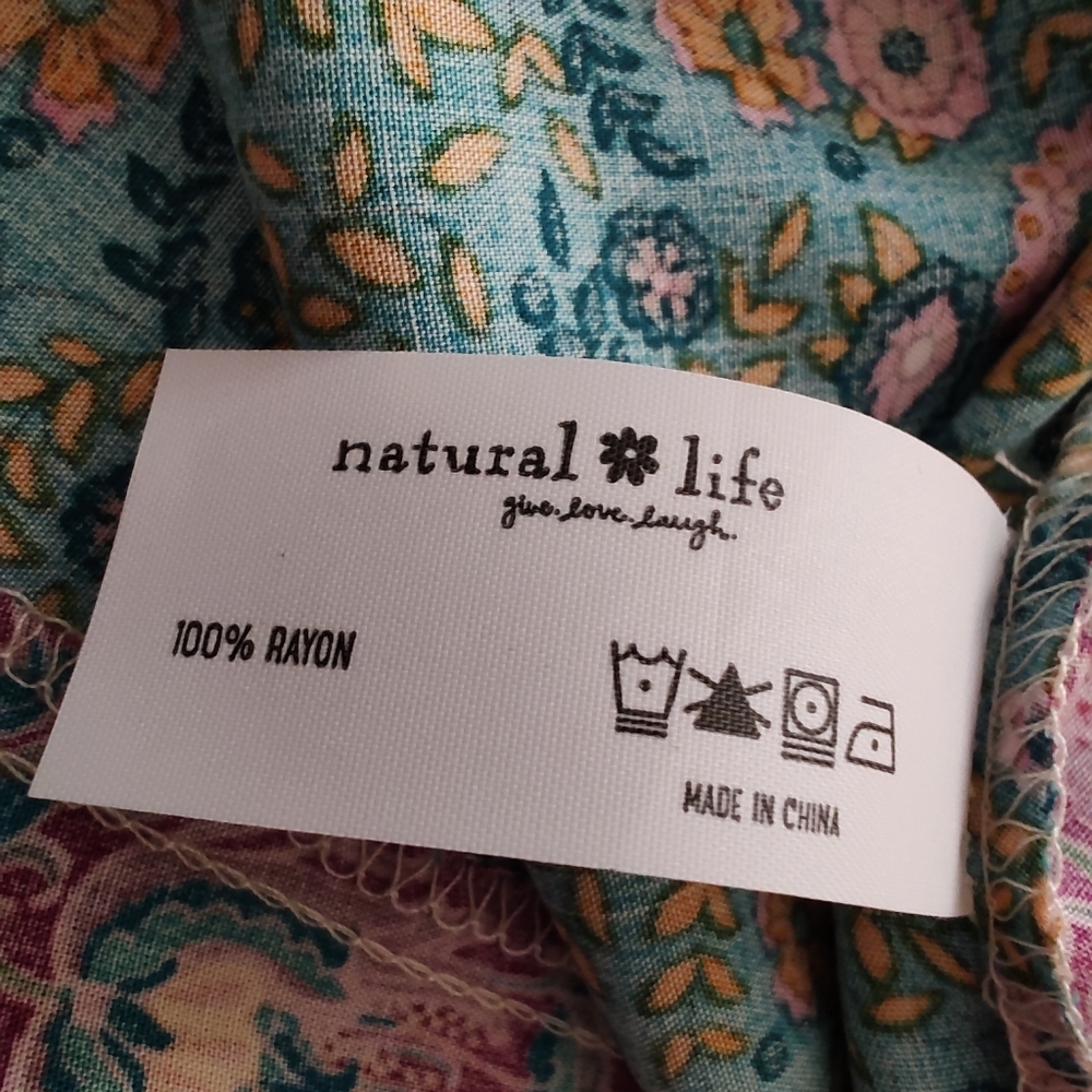 NWT NATURAL LIFE Valentina Turquoise Mixed Print Floral Midi Skirt *Vintage* - Picture 7 of 9